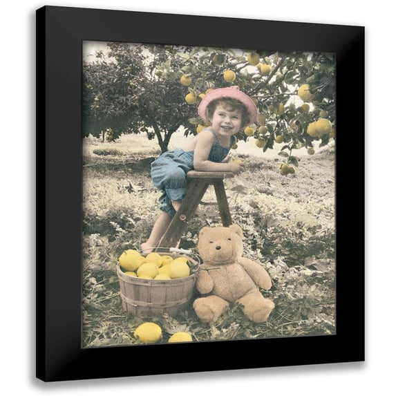 Unknown 12x14 Black Modern Framed Museum Art Print Titled - Girl Picking Apples