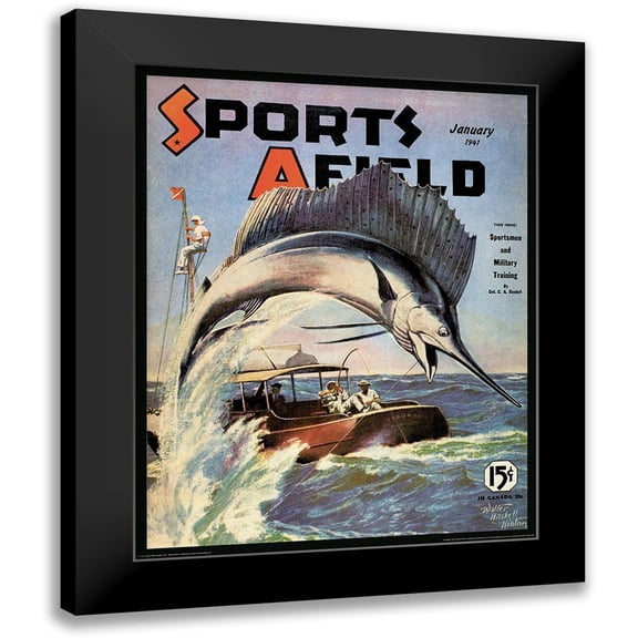 Unknown 12x14 Black Modern Framed Museum Art Print Titled - Marlin Fishing