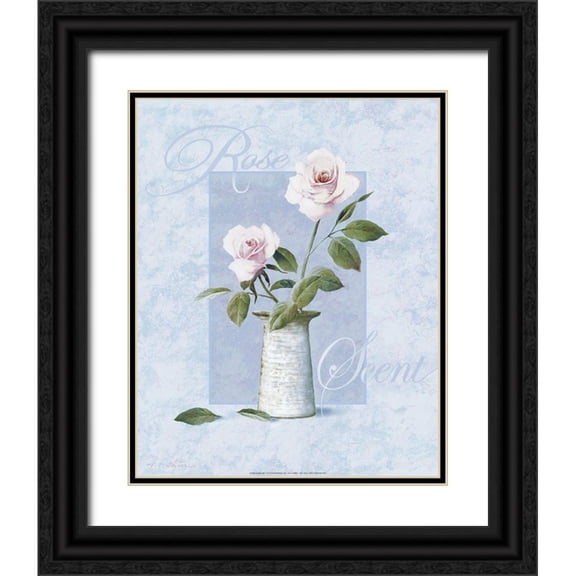 Unknown 12x14 Black Ornate Wood Framed with Double Matting Museum Art Print Titled - Rose