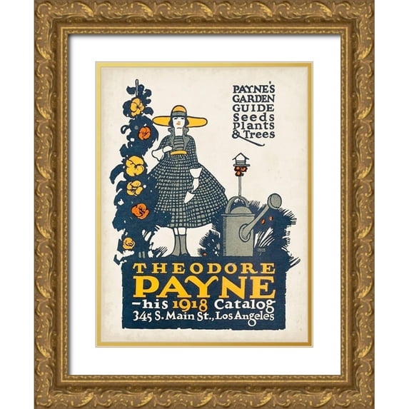 Unknown 12x14 Gold Ornate Wood Framed with Double Matting Museum Art Print Titled - Antique Seed Packets III