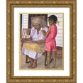 thumbnail image 1 of Unknown 12x14 Gold Ornate Wood Framed with Double Matting Museum Art Print Titled - Braiding Grams Hair, 1 of 4