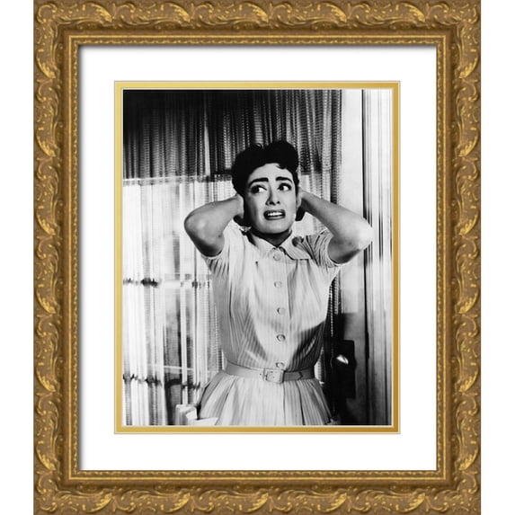 Unknown 12x14 Gold Ornate Wood Framed with Double Matting Museum Art Print Titled - Joan Crawford 1956 Autumn Leaves