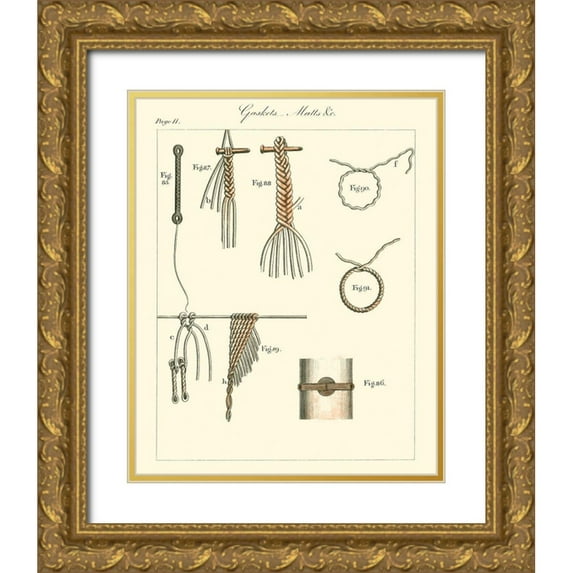 Unknown 12x14 Gold Ornate Wood Framed with Double Matting Museum Art Print Titled - Nautical details III