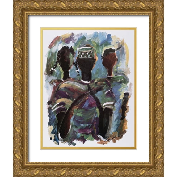 Unknown 12x14 Gold Ornate Wood Framed with Double Matting Museum Art Print Titled - Pray IV