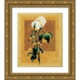 thumbnail image 1 of Unknown 12x14 Gold Ornate Wood Framed with Double Matting Museum Art Print Titled - White Rose III, 1 of 4