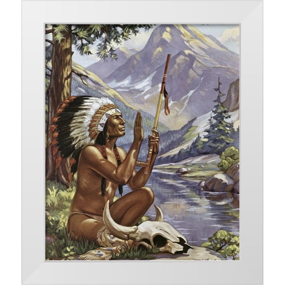 Unknown 12x14 White Modern Wood Framed Museum Art Print Titled - Indian Worship