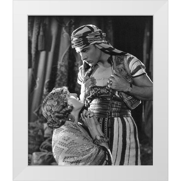Unknown 12x14 White Modern Wood Framed Museum Art Print Titled - Rudolph Valentino The Son of the Sheik with Vilma Banky