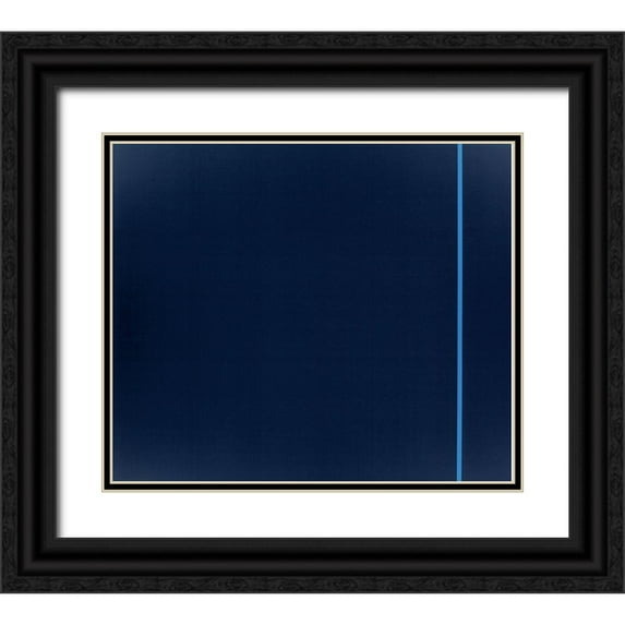 Unknown 13x12 Black Ornate Wood Framed with Double Matting Museum Art Print Titled - Blue Thin Line