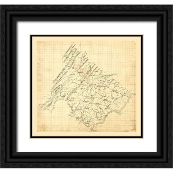 Unknown 13x12 Black Ornate Wood Framed with Double Matting Museum Art Print Titled - Frederick County Virginia - 1860