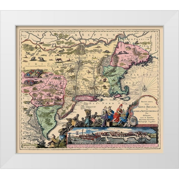 Unknown 13x12 White Modern Wood Framed Museum Art Print Titled - America Septentrionali - 1751