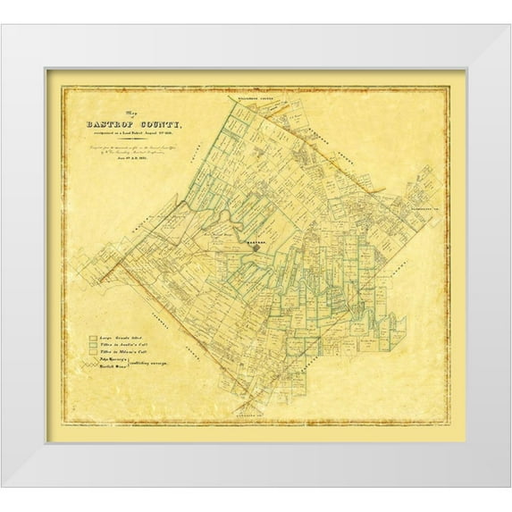 Unknown 13x12 White Modern Wood Framed Museum Art Print Titled - Bastrop County Texas - 1861