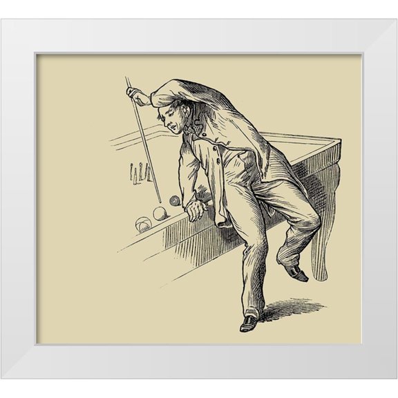 Unknown 13x12 White Modern Wood Framed Museum Art Print Titled - Pool Hall Antics IV