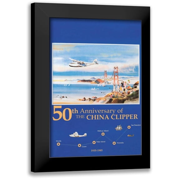 Unknown 13x18 Black Modern Framed Museum Art Print Titled - 50th Anniversary of the China Clipper