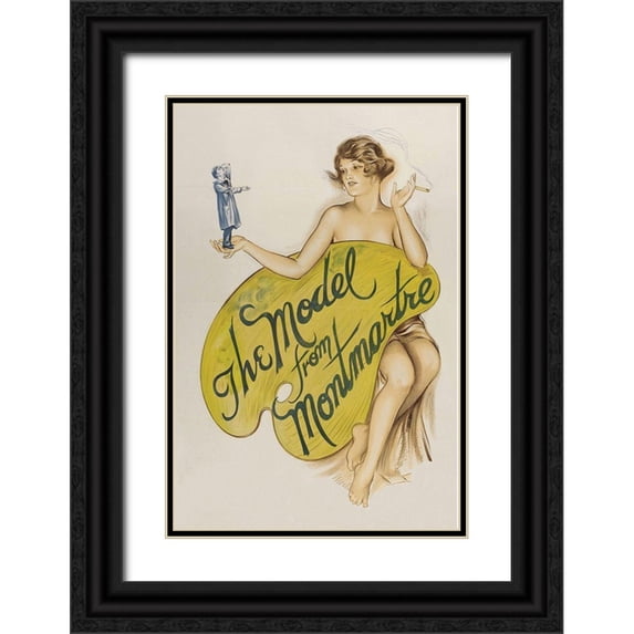 Unknown 13x18 Black Ornate Wood Framed with Double Matting Museum Art Print Titled - Vintage Film Posters: Model from Montmartre