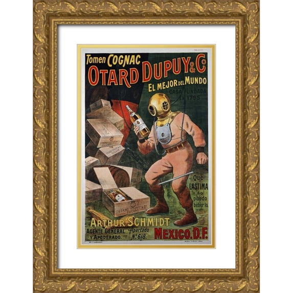 Unknown 13x18 Gold Ornate Wood Framed with Double Matting Museum Art Print Titled - Cognac Otard Dupuy and Co