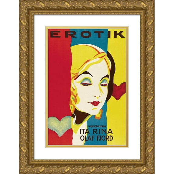 Unknown 13x18 Gold Ornate Wood Framed with Double Matting Museum Art Print Titled - Vintage Film Posters: Seduction Erotik