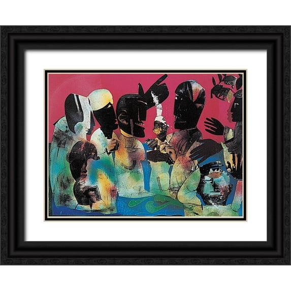 Unknown 14x11 Black Ornate Wood Framed with Double Matting Museum Art Print Titled - Black Picasso