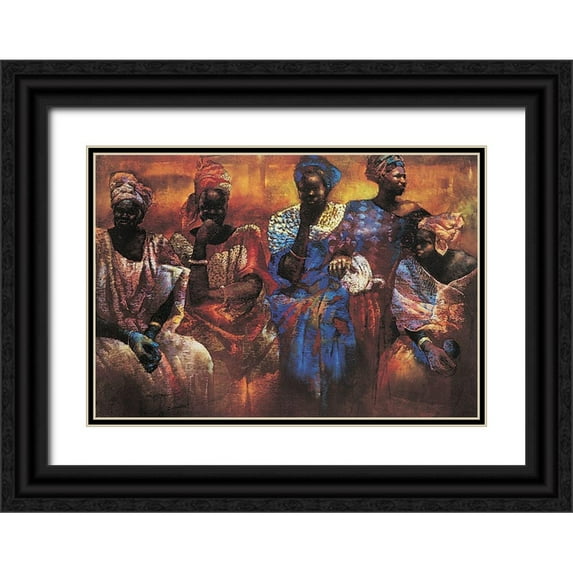 Unknown 14x11 Black Ornate Wood Framed with Double Matting Museum Art Print Titled - Matriarchs