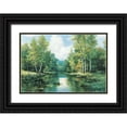 thumbnail image 1 of Unknown 14x11 Black Ornate Wood Framed with Double Matting Museum Art Print Titled - Placid Stream I, 1 of 4