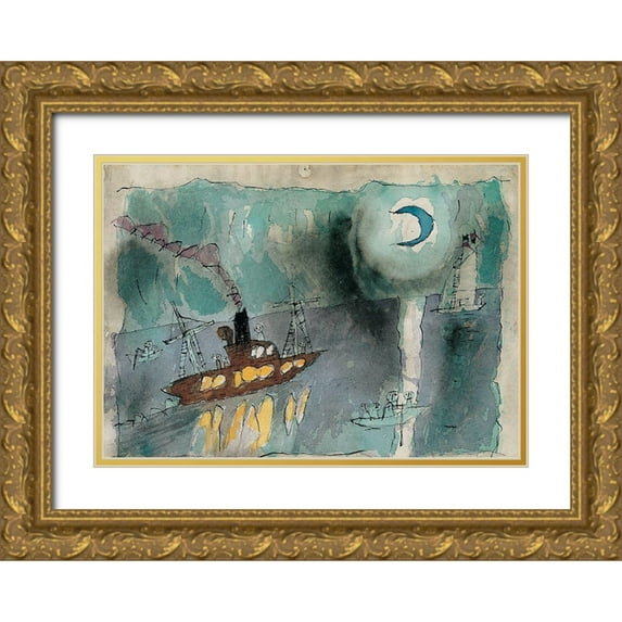 Unknown 14x11 Gold Ornate Wood Framed with Double Matting Museum Art Print Titled - Shipwreck