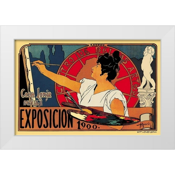 Unknown 14x11 White Modern Wood Framed Museum Art Print Titled - Centro de las Bellas Artes Exposicion 1900, 1900