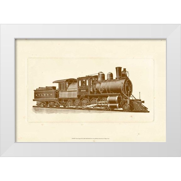 Unknown 14x11 White Modern Wood Framed Museum Art Print Titled - Train Engine III