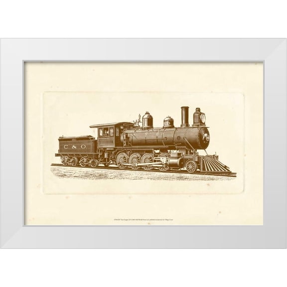 Unknown 14x11 White Modern Wood Framed Museum Art Print Titled - Train Engine II