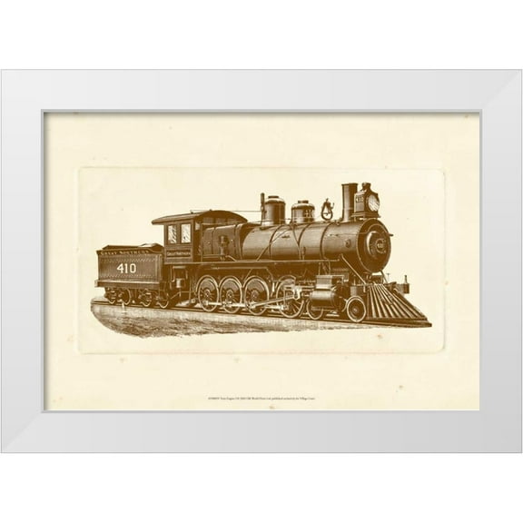 Unknown 14x11 White Modern Wood Framed Museum Art Print Titled - Train Engine I