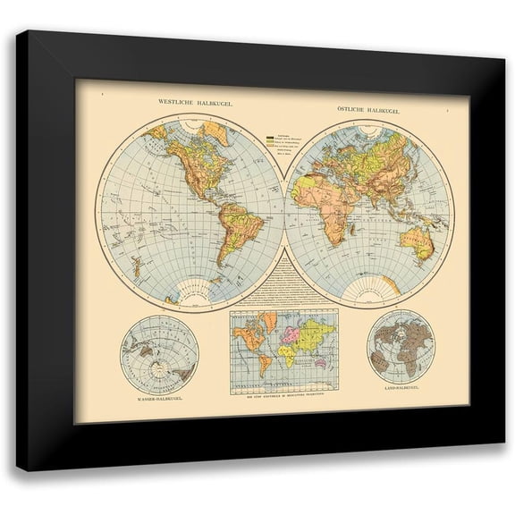 Unknown 14x12 Black Modern Framed Museum Art Print Titled - Eastern Western Hemispheres