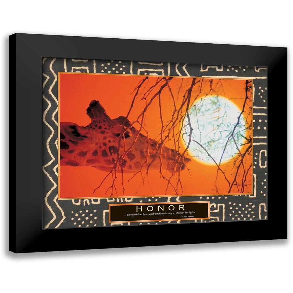 Unknown 14x12 Black Modern Framed Museum Art Print Titled - Honor - Giraffe and Sun