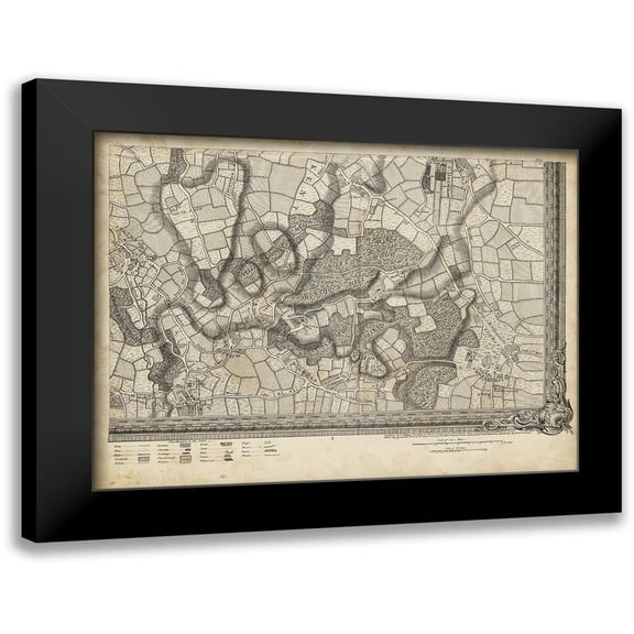 Unknown 14x12 Black Modern Framed Museum Art Print Titled - Map of London Grid XVI