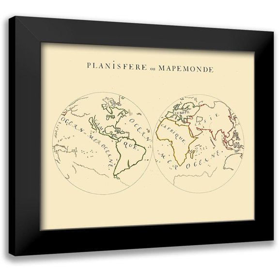 Unknown 14x12 Black Modern Framed Museum Art Print Titled - World Planisphere
