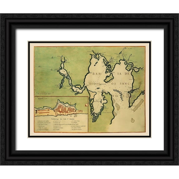 Unknown 14x12 Black Ornate Wood Framed with Double Matting Museum Art Print Titled - Central America San Salvador El Salvador - 1670