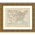 thumbnail image 1 of Unknown 14x12 Gold Ornate Wood Framed with Double Matting Museum Art Print Titled - Railway Map of United States - Bartholomew 1892, 1 of 4