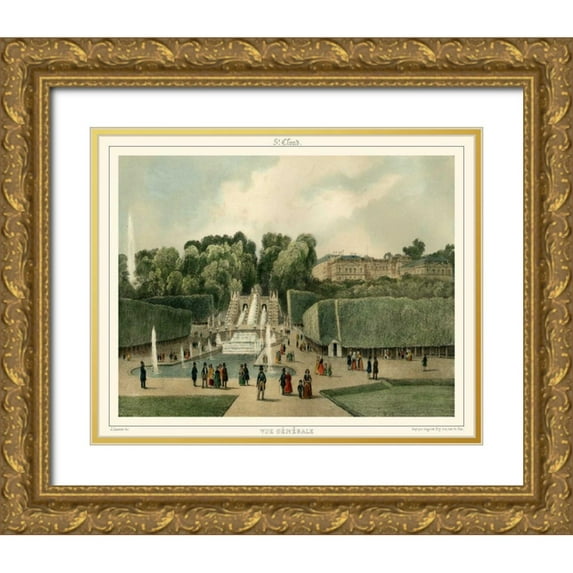 Unknown 14x12 Gold Ornate Wood Framed with Double Matting Museum Art Print Titled - Vue Generale