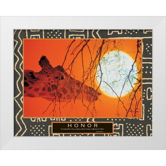 Unknown 14x12 White Modern Wood Framed Museum Art Print Titled - Honor - Giraffe and Sun