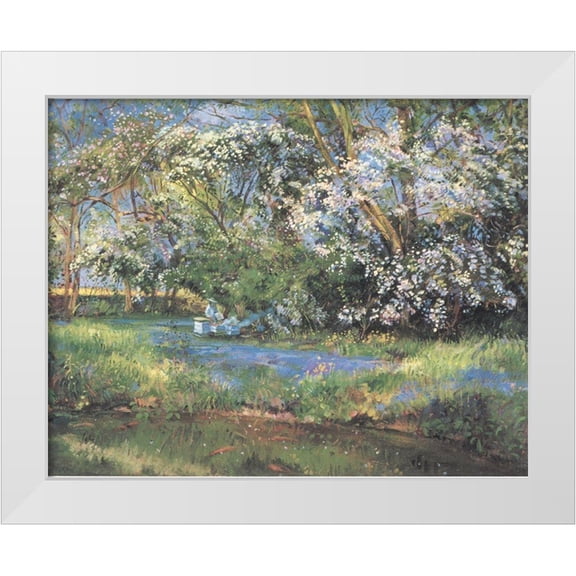 Unknown 14x12 White Modern Wood Framed Museum Art Print Titled - Lunch by the Brook