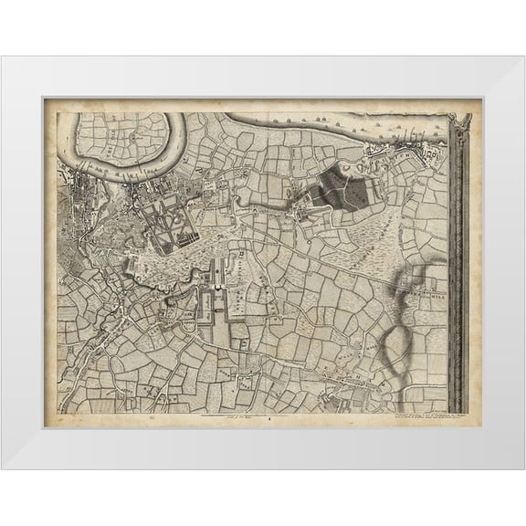 Unknown 14x12 White Modern Wood Framed Museum Art Print Titled - Map of London Grid XII