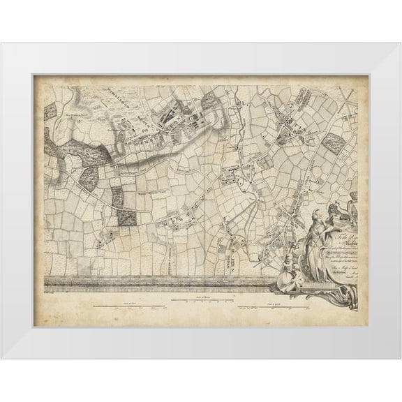 Unknown 14x12 White Modern Wood Framed Museum Art Print Titled - Map of London Grid XIV