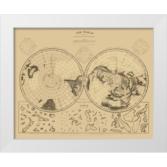Unknown 14x12 White Modern Wood Framed Museum Art Print Titled - South Pole North Pole - 1855