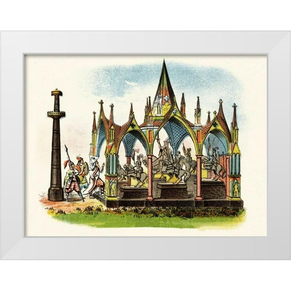 Unknown 14x12 White Modern Wood Framed Museum Art Print Titled - The Seven Silver Statues