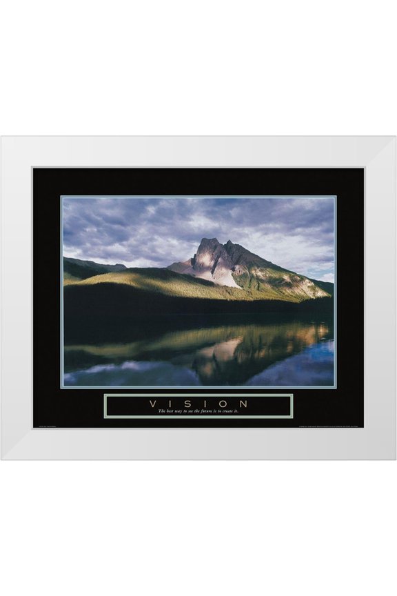 Unknown 14x12 White Modern Wood Framed Museum Art Print Titled - Vision - Mountain Reflection