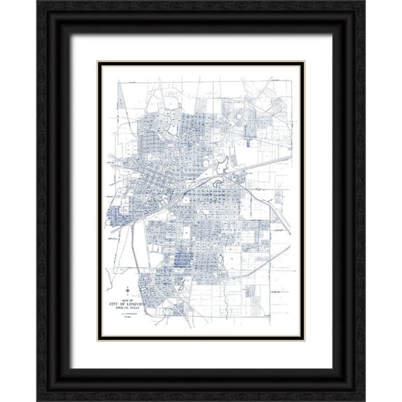 Unknown 14x18 Black Ornate Wood Framed with Double Matting Museum Art Print Titled - Longview Texas - 1949