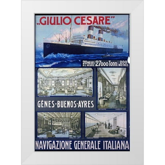 Unknown 14x18 White Modern Wood Framed Museum Art Print Titled - Navigazione Generale Italiana, Giulio Cesare
