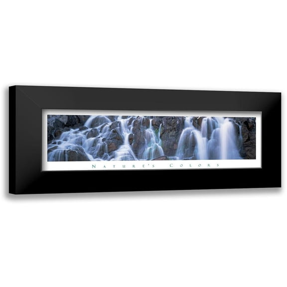 Unknown 14x7 Black Modern Framed Museum Art Print Titled - Rock Falls - Nature