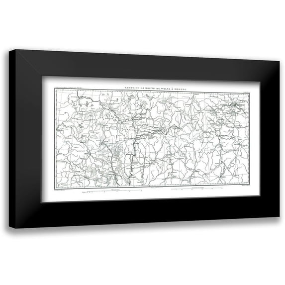 Unknown 14x9 Black Modern Framed Museum Art Print Titled - Route from Vilnius to Moscow - Thiers 1866
