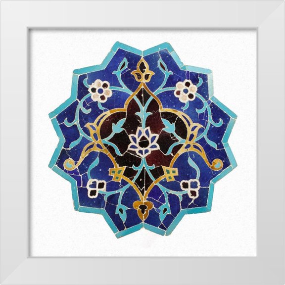 Unknown 15th Century Persian Artisan 26x26 White Modern Wood Framed Museum Art Print Titled - Mosaic Tile