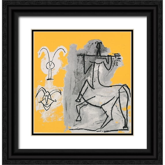 Unknown 15x15 Black Ornate Wood Framed with Double Matting Museum Art Print Titled - Horseman