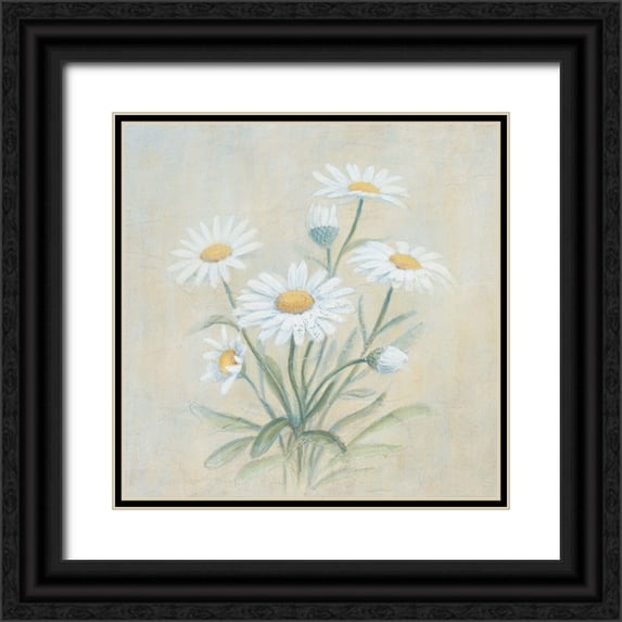 Unknown 15x15 Black Ornate Wood Framed with Double Matting Museum Art Print Titled - White Daffodils
