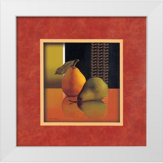 Unknown 15x15 White Modern Wood Framed Museum Art Print Titled - Pears with Red Border